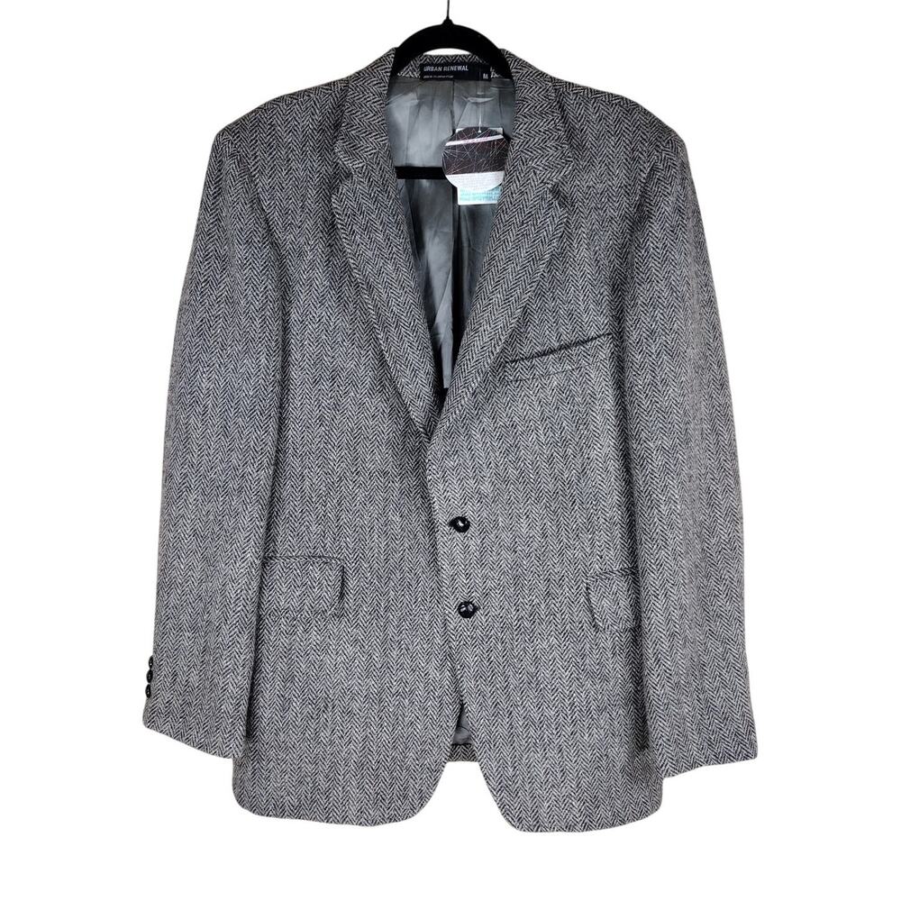 NWT Vintage 70s Harris Tweed Coat Men’s M Gray 100% Wool Urban Renewal Formal